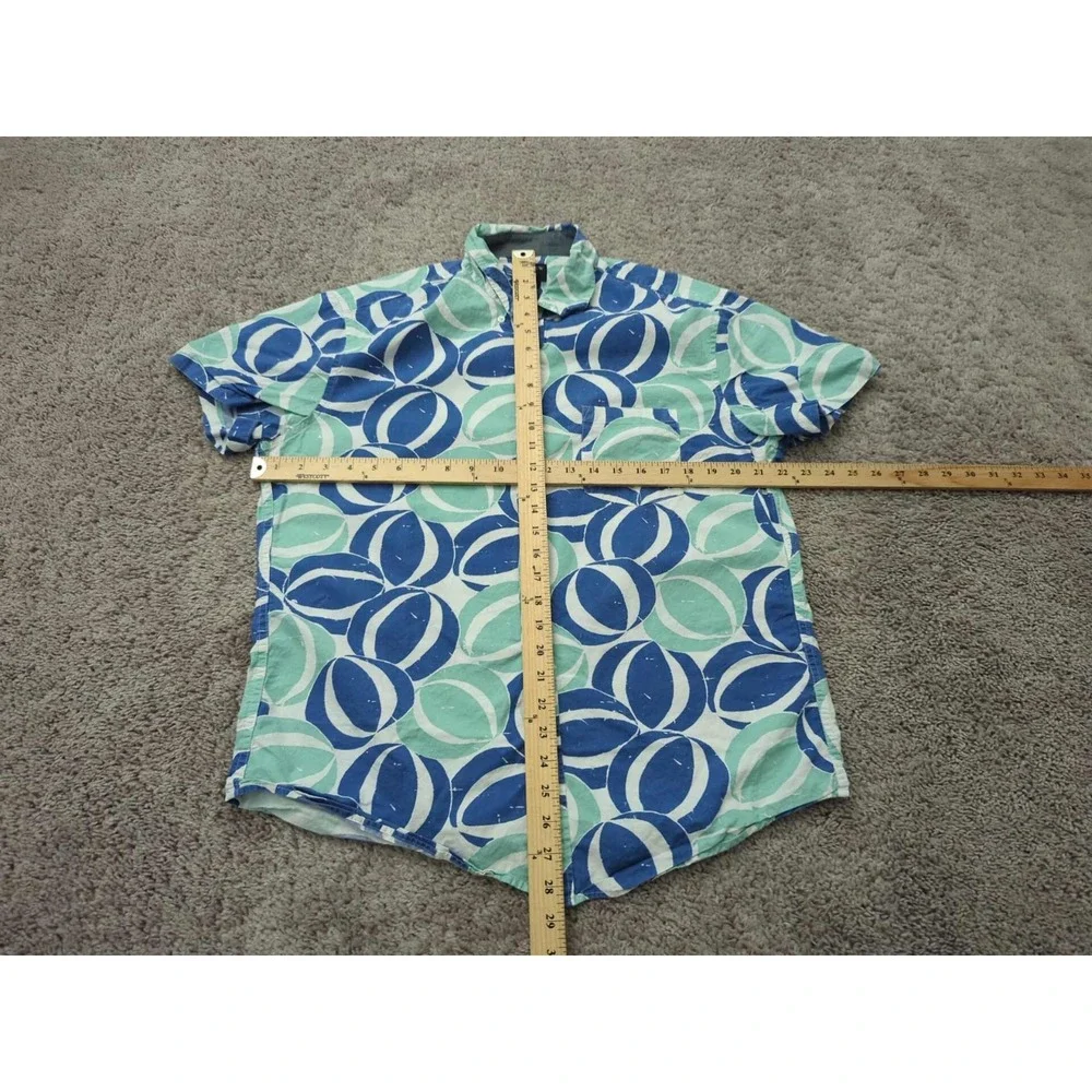 J Crew‎ Button Up Shirt Mens Large Beach Ball Short Sleeve Summer Casual